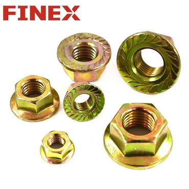 Yellow zinc flange nut